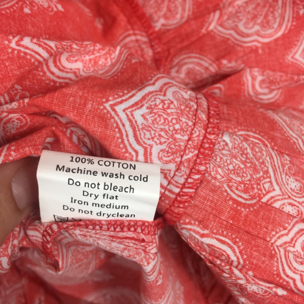 Mud Pie Cover Up Dress Red Paisley Bell Sleeve - Picture 7 of 8